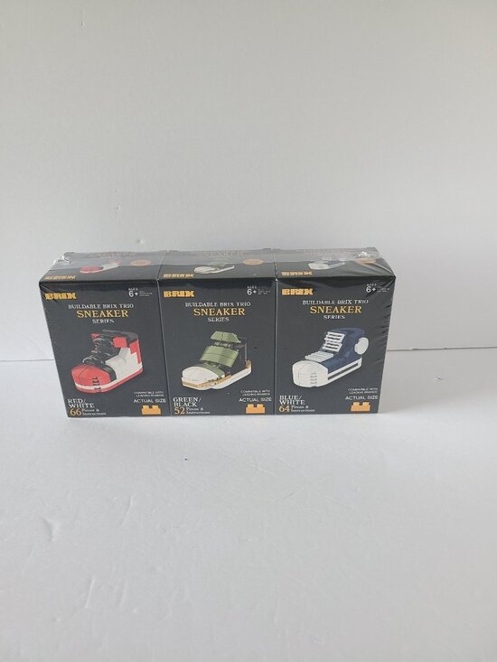 BRIX Other - BRIX BUILDABLE SNEAKER SERIES TRIO SET-RED/WHITE--GREEN/BLACK--BLUE WHITE-SEALED